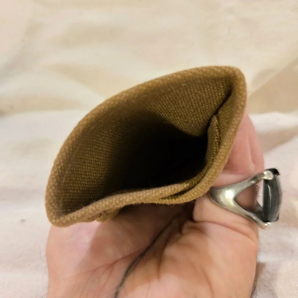 Timberland Wallet Card Holder Minimalist Slim Canvas Mens Tan Brown Logo Rivet